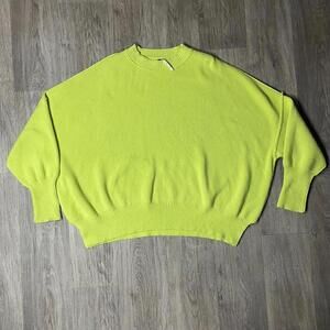 Free People Oversized knit sweater lime green size xs